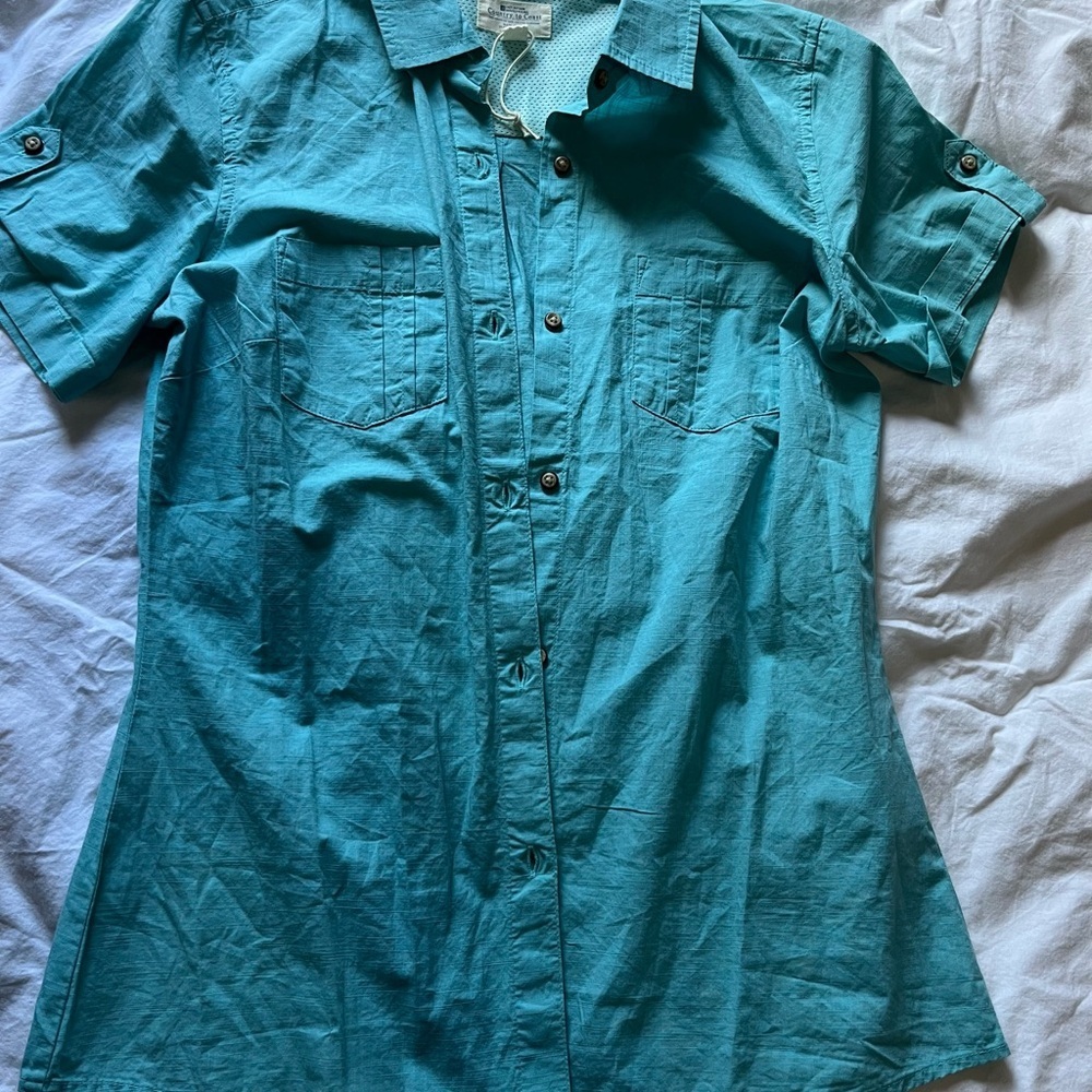 New Mountain Warehouse Crisp Cotton Teal Button-Up